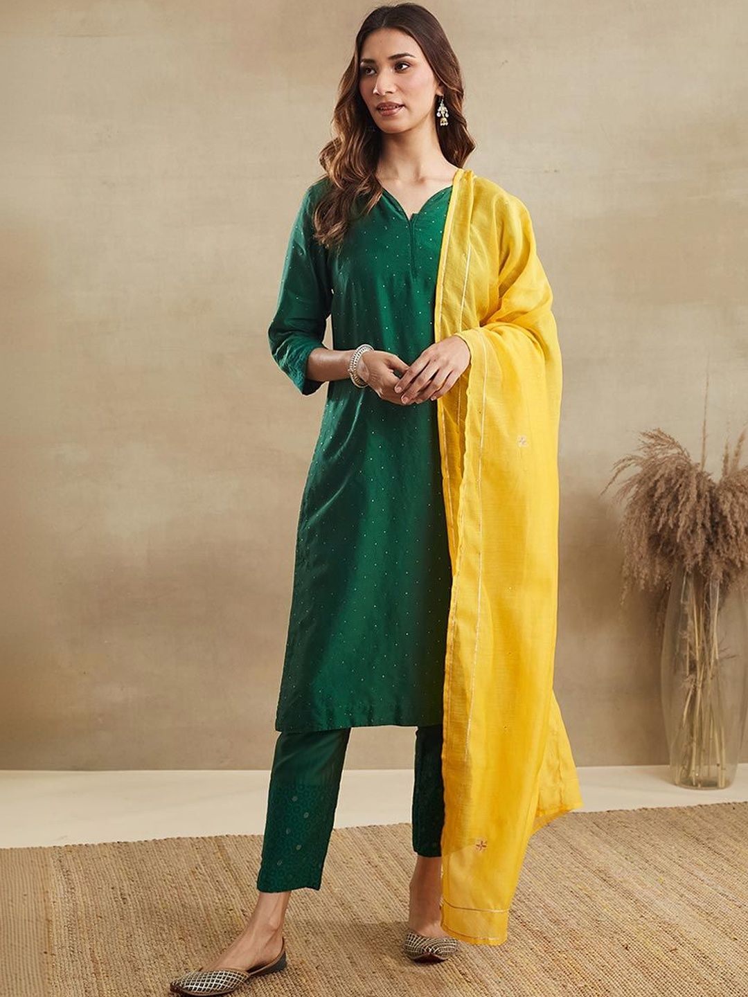 Fabindia Embroidered Cotton Silk Dupatta with Thread Work-image-31