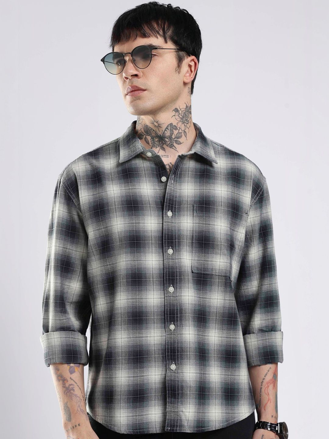 HERE&NOW Men Checked Casual Shirt-image-40