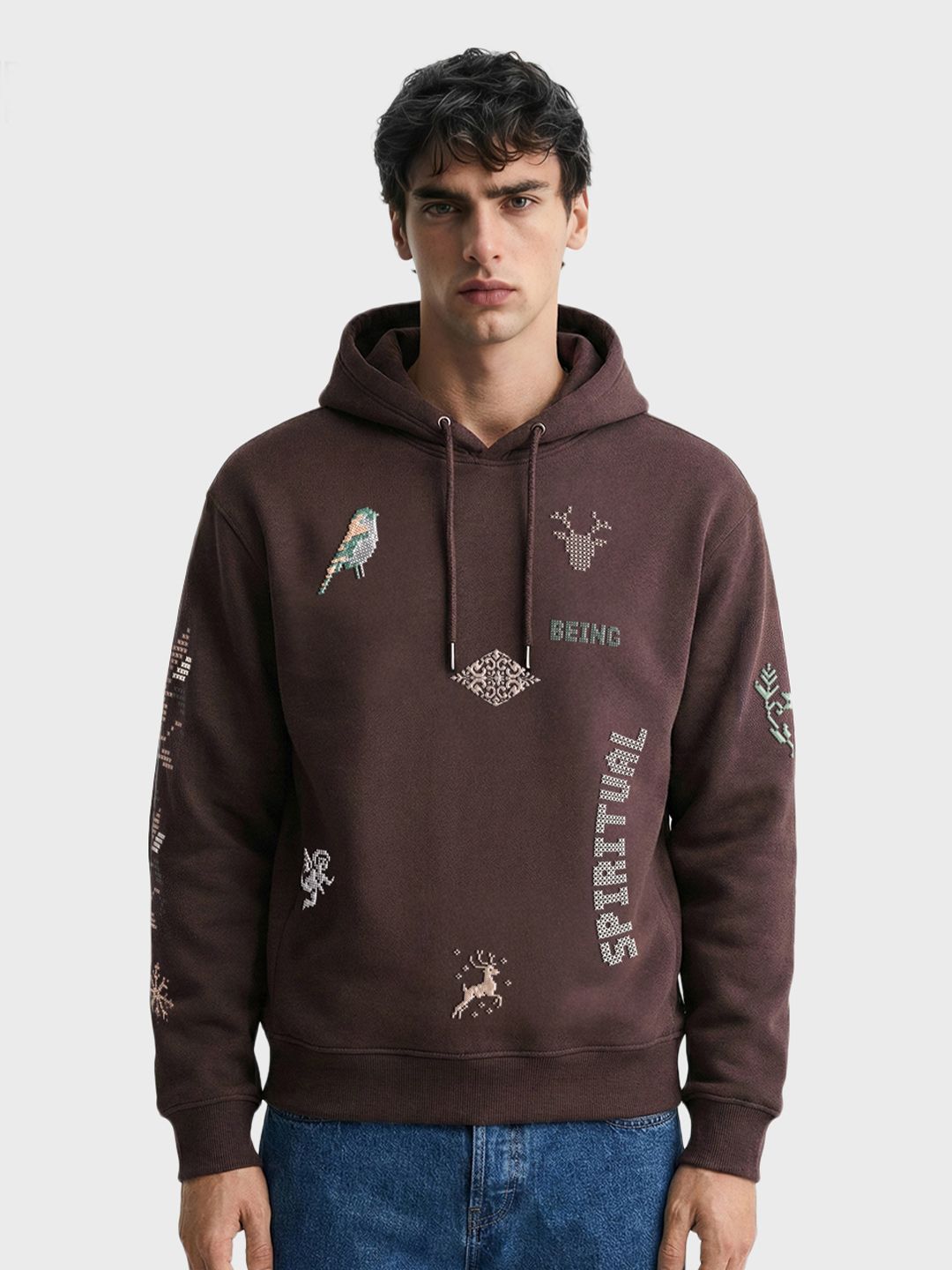 The Indian Garage Co Men Printed Hooded Sweatshirt-image-17