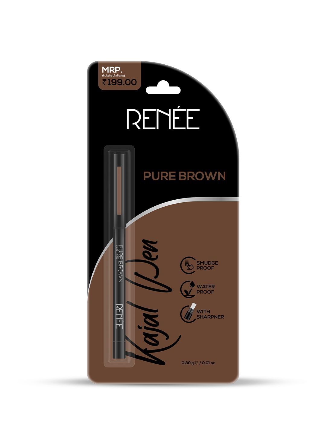 Renee Waterproof Kajal Pen- 0.30 g- Pure Brown