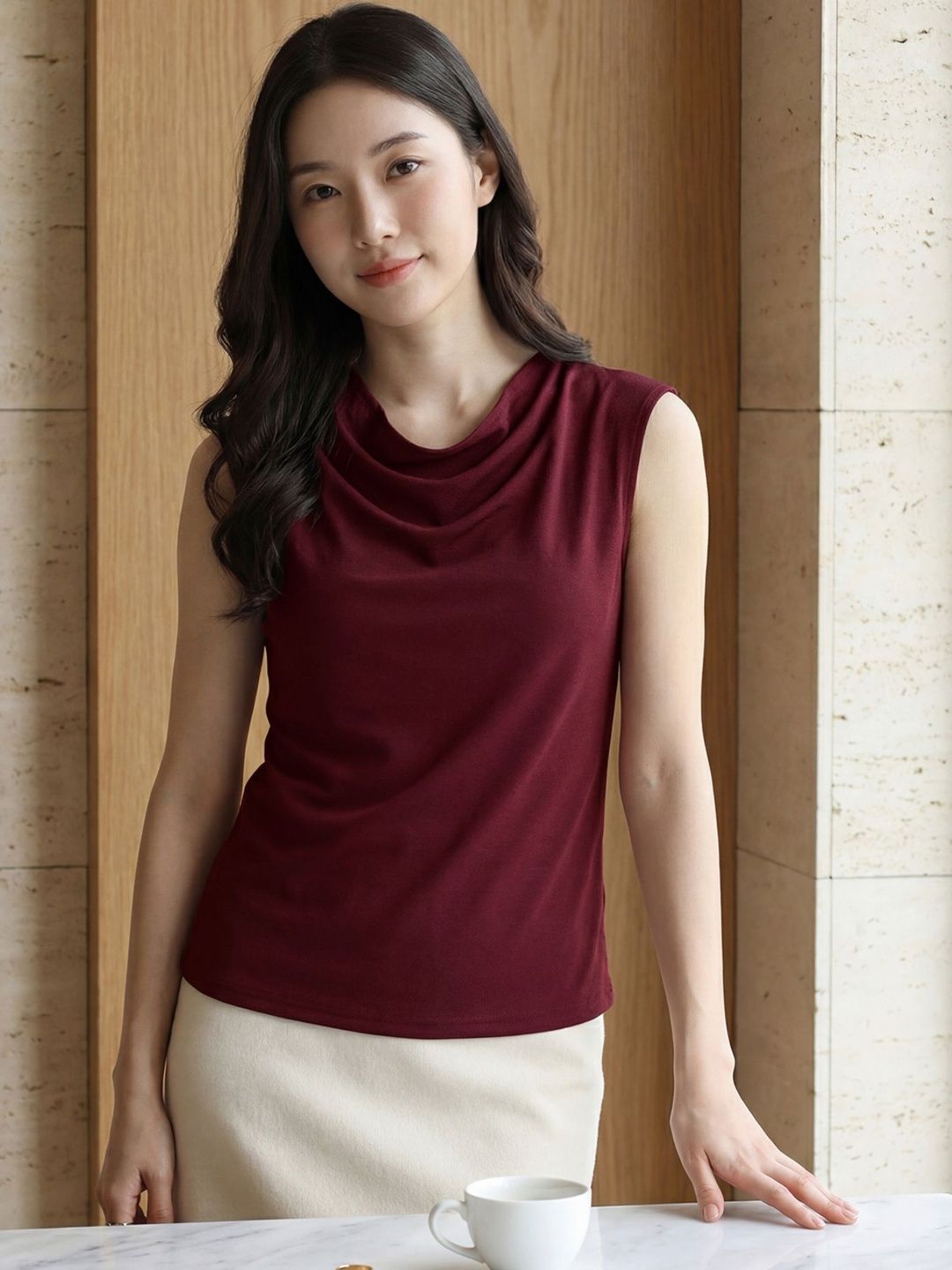 Selvia Edge Cowl Neck Top-picture-37