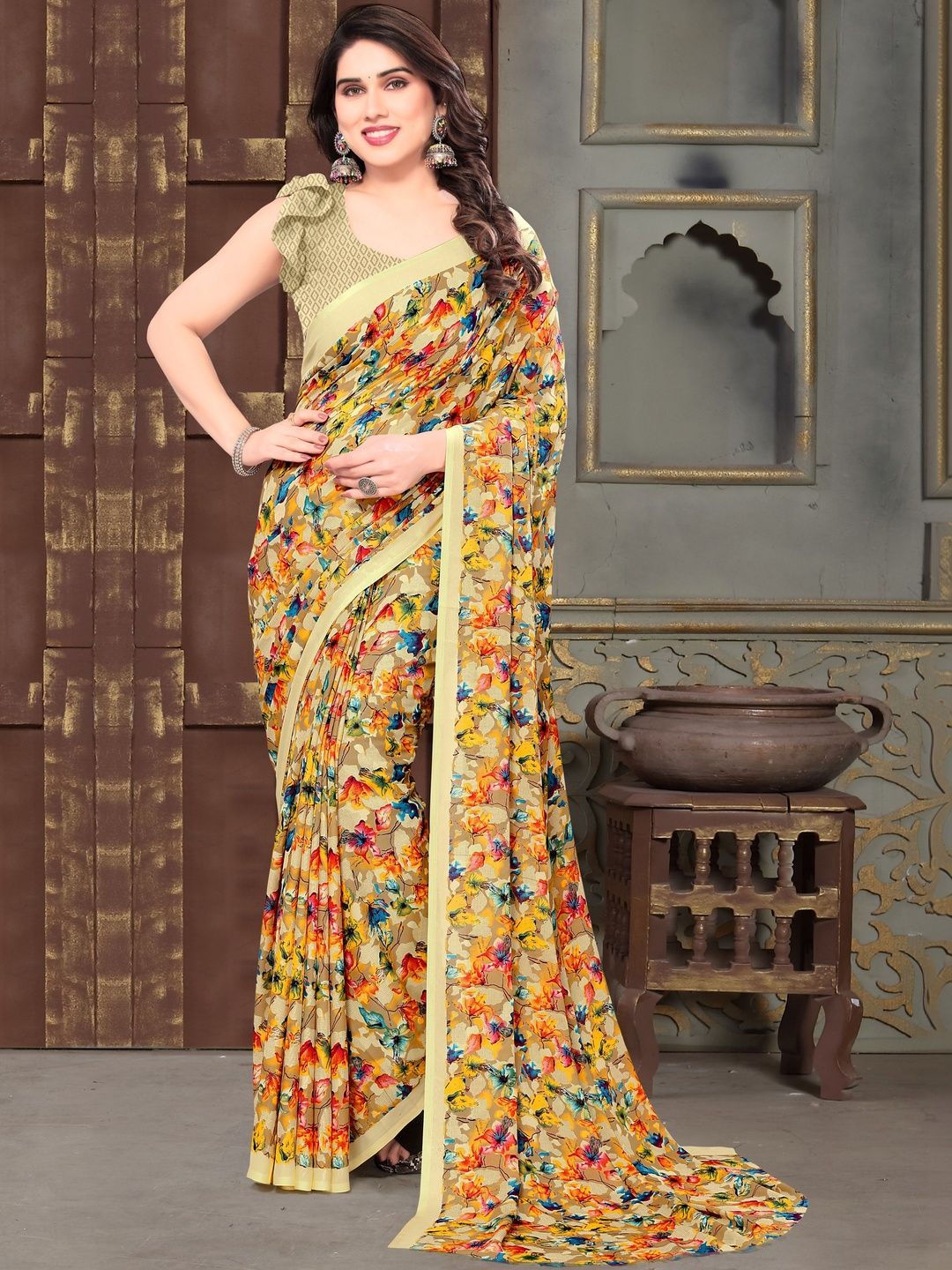 SHUBHSWAR Floral Pure Georgette Fashion Saree-picture-44
