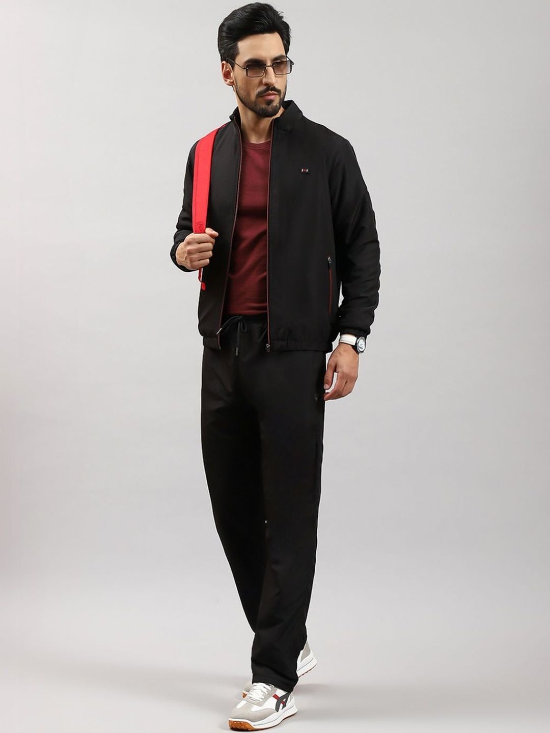 Monte Carlo Men Black Solid Cotton Blend Tracksuit-picture-17
