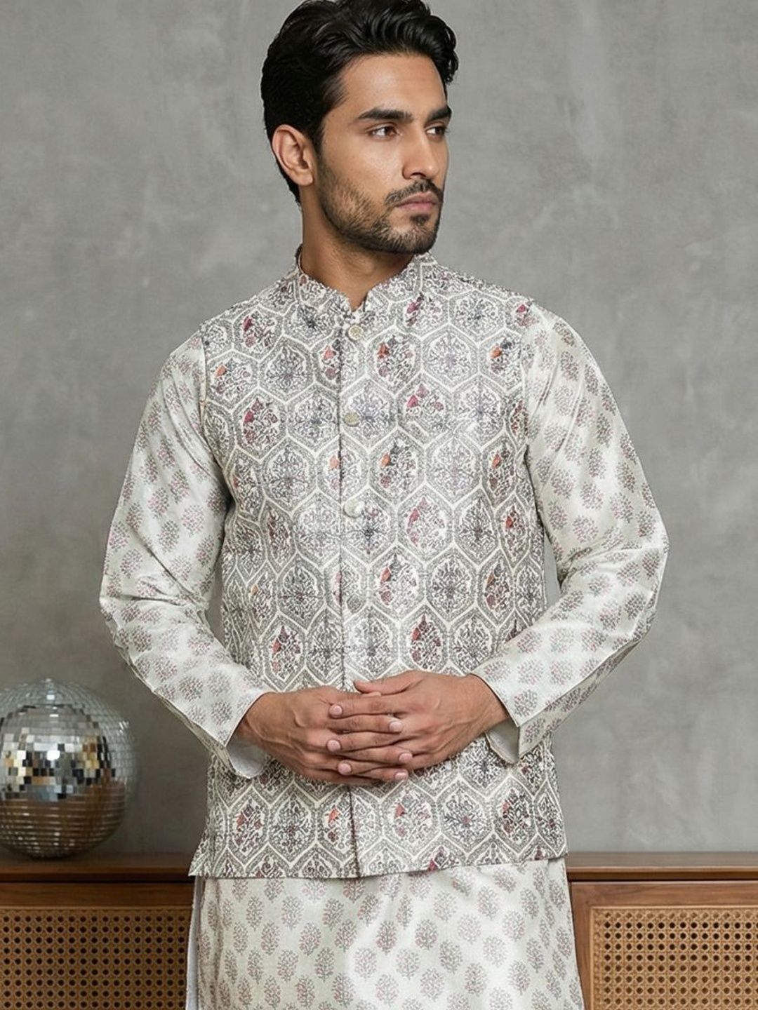 Jompers Printed Mandarin Collared Nehru Jackets-picture-45