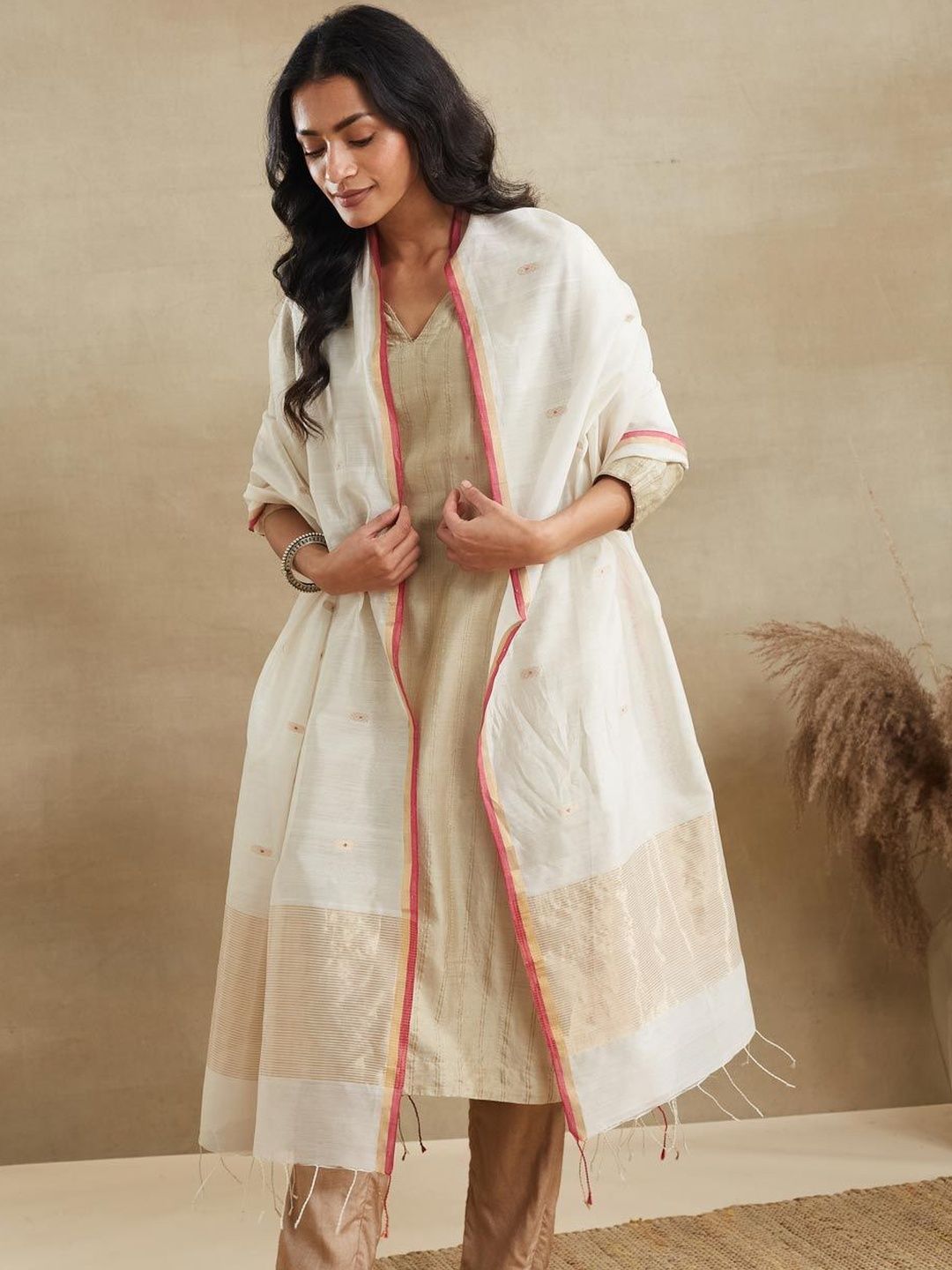 Fabindia Woven Design Cotton Silk Dupatta-picture-31