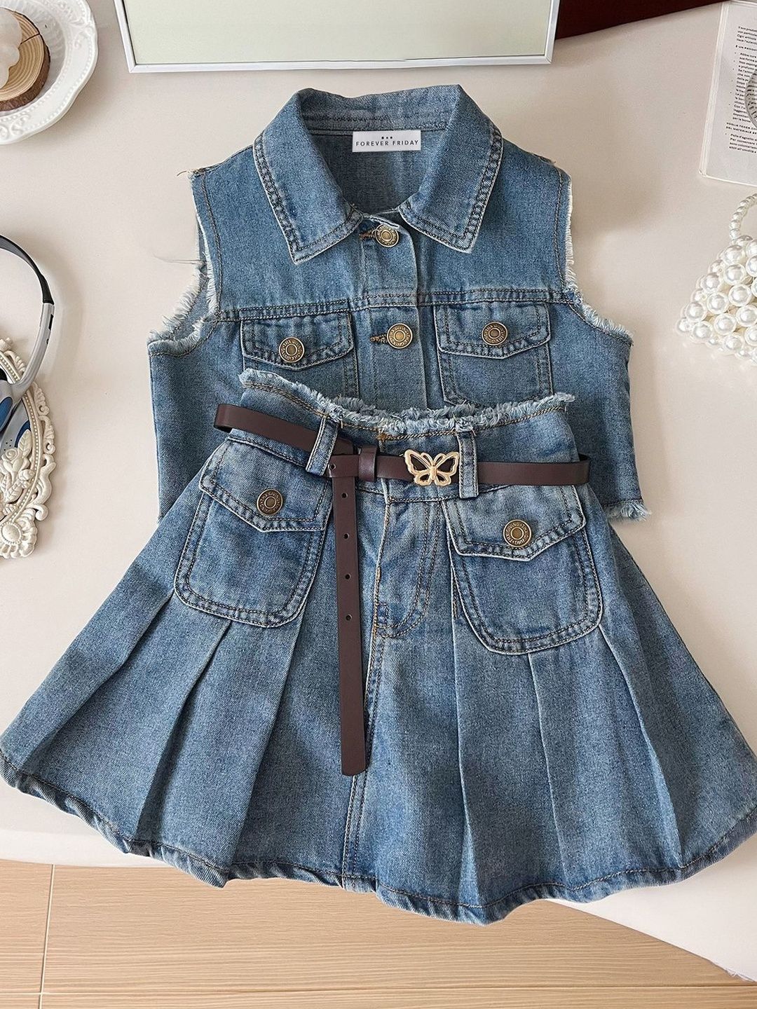 FOREVER FRIDAY Girls T-shirt with Skirt-image-13