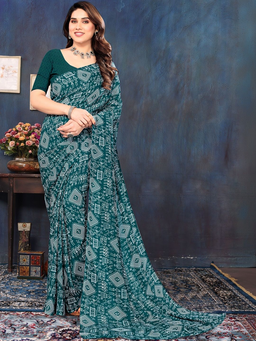 SHUBHSWAR Ethnic Motifs Pure Georgette Fashion Saree-picture-58