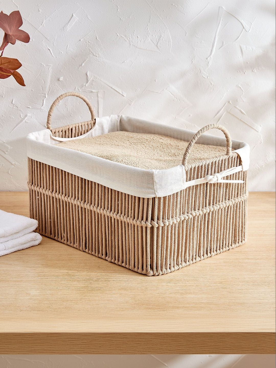 Home Centre Wilton Clara Beige Rope Medium Storage Basket With Handles-image-34
