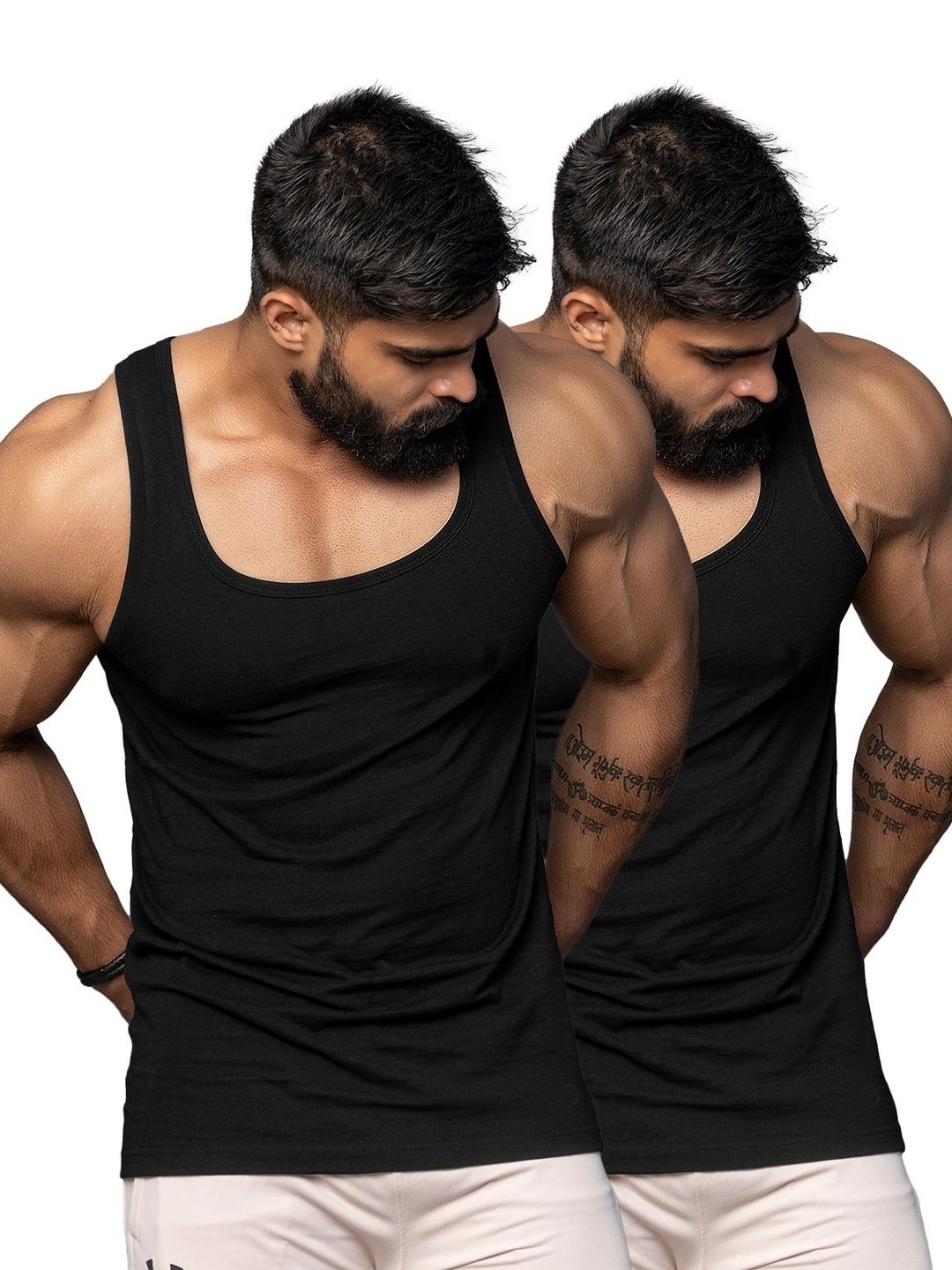 JUARI BE A GENTLEMAN Pack of 2 Cotton Blend Gym Vest-picture-46