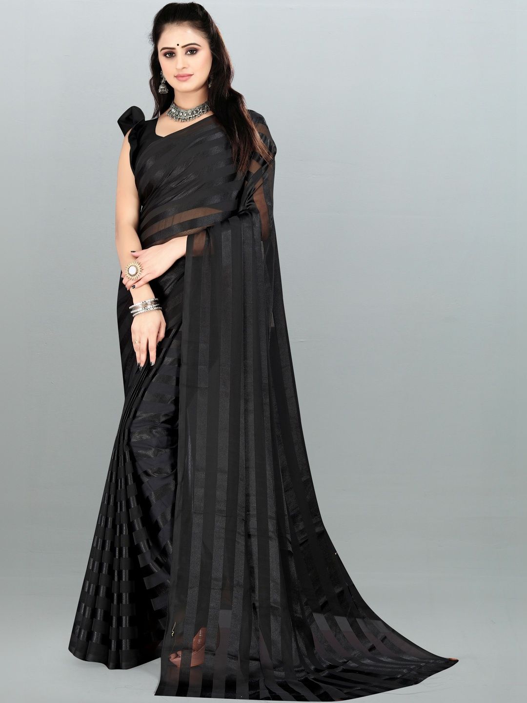 SHUBHSWAR Striped Satin Fashion Saree-picture-32