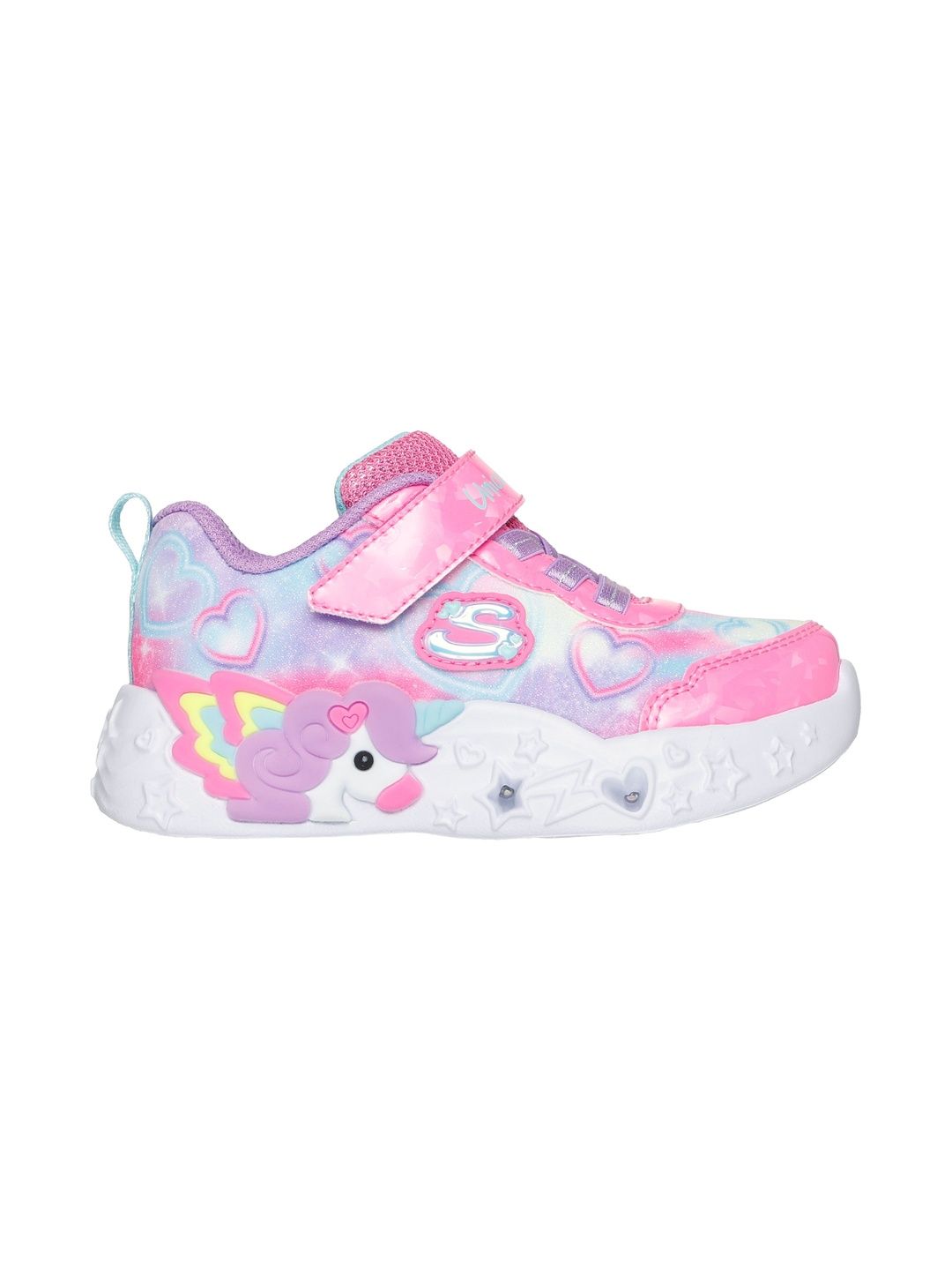 Skechers Unicorn Charmer - Lil Heart Girls Printed Round Toe Velcro Sneakers-picture-19