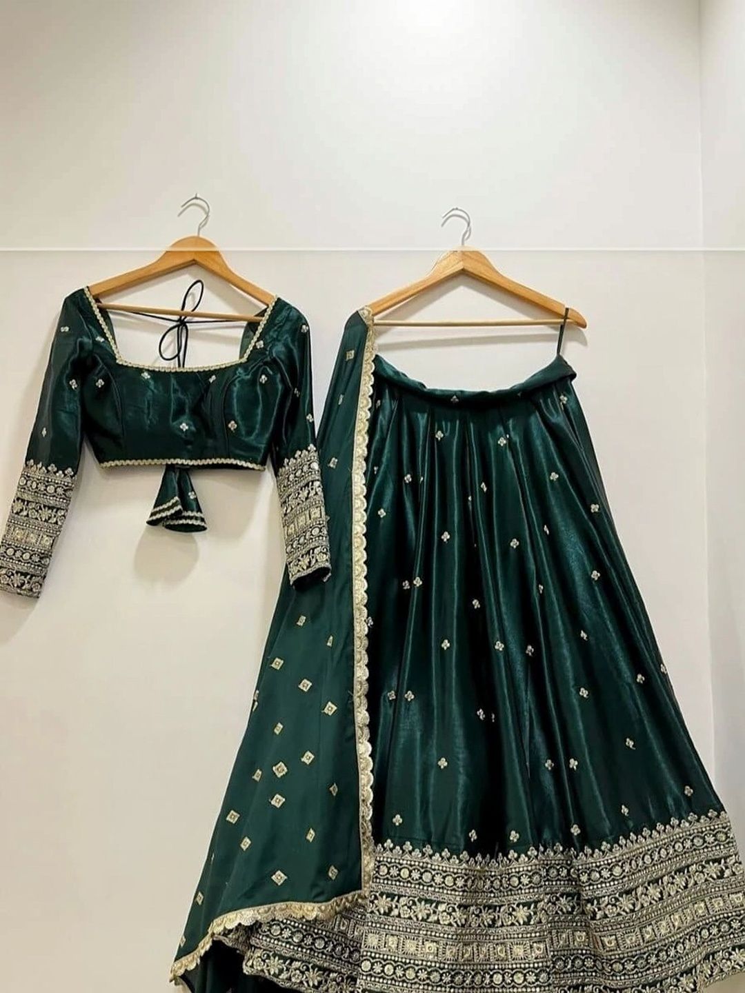 KRYSAL Embroidered Semi-Stitched Lehenga & Blouse With Dupatta-picture-7