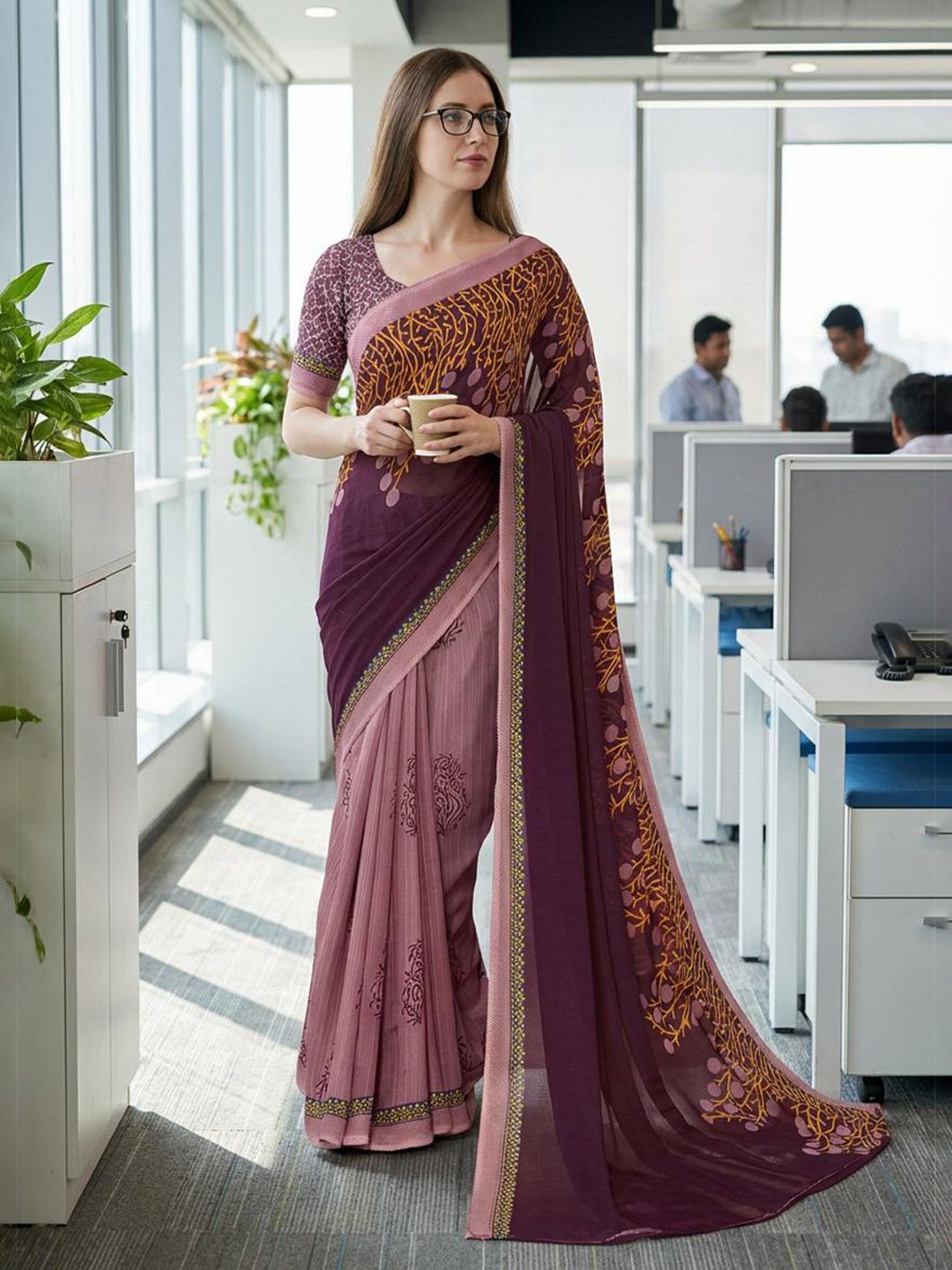 STYLE MODA Floral Poly Georgette Designer Saree-picture-25