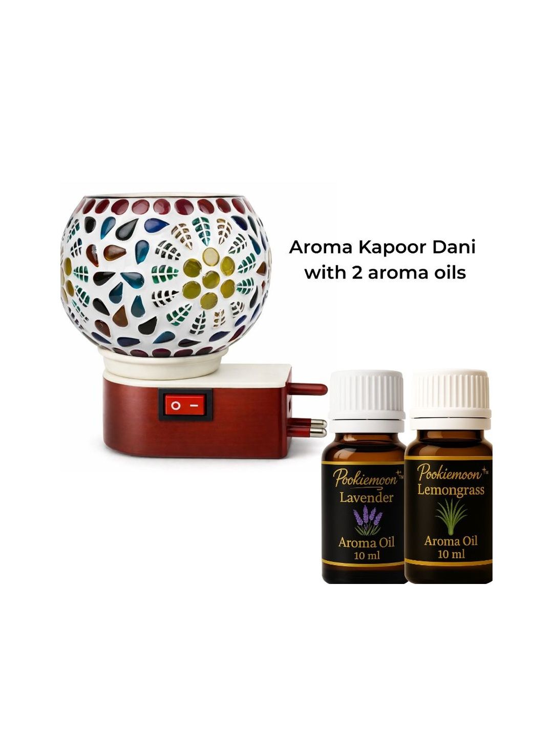 POOKIEMOON Brown & White 3-Pcs Electric Oil Diffuser With Lavender & Lemongrass Aroma Oils-picture-40