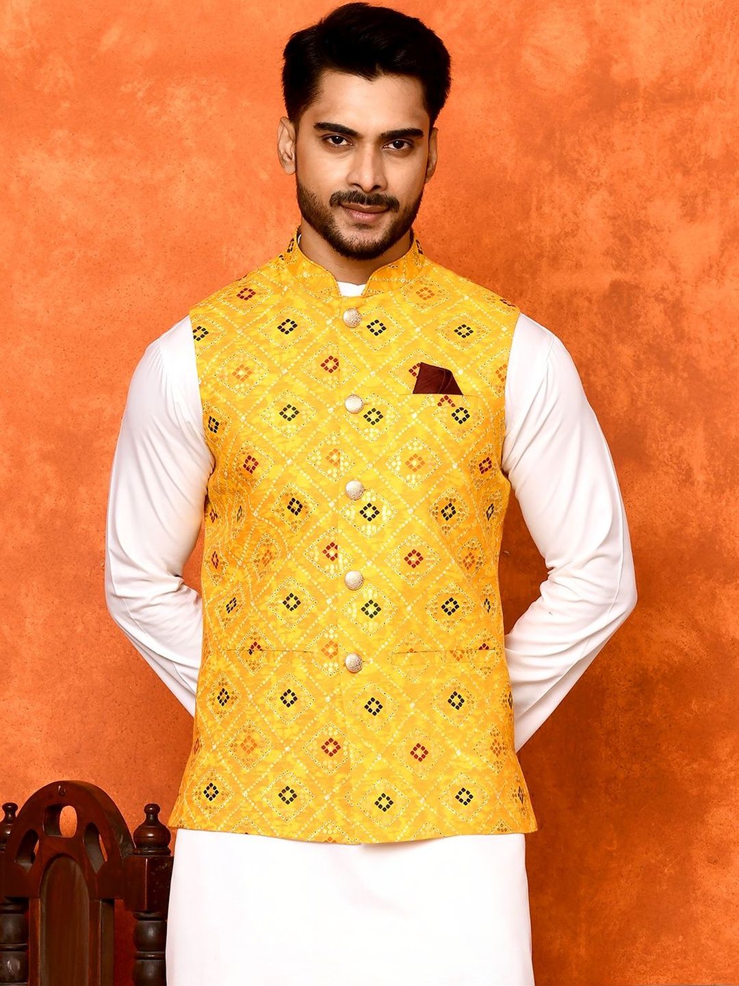 TRENDS OF ETHNIC Embroidered Mandarin Collar Nehru Jackets-picture-31