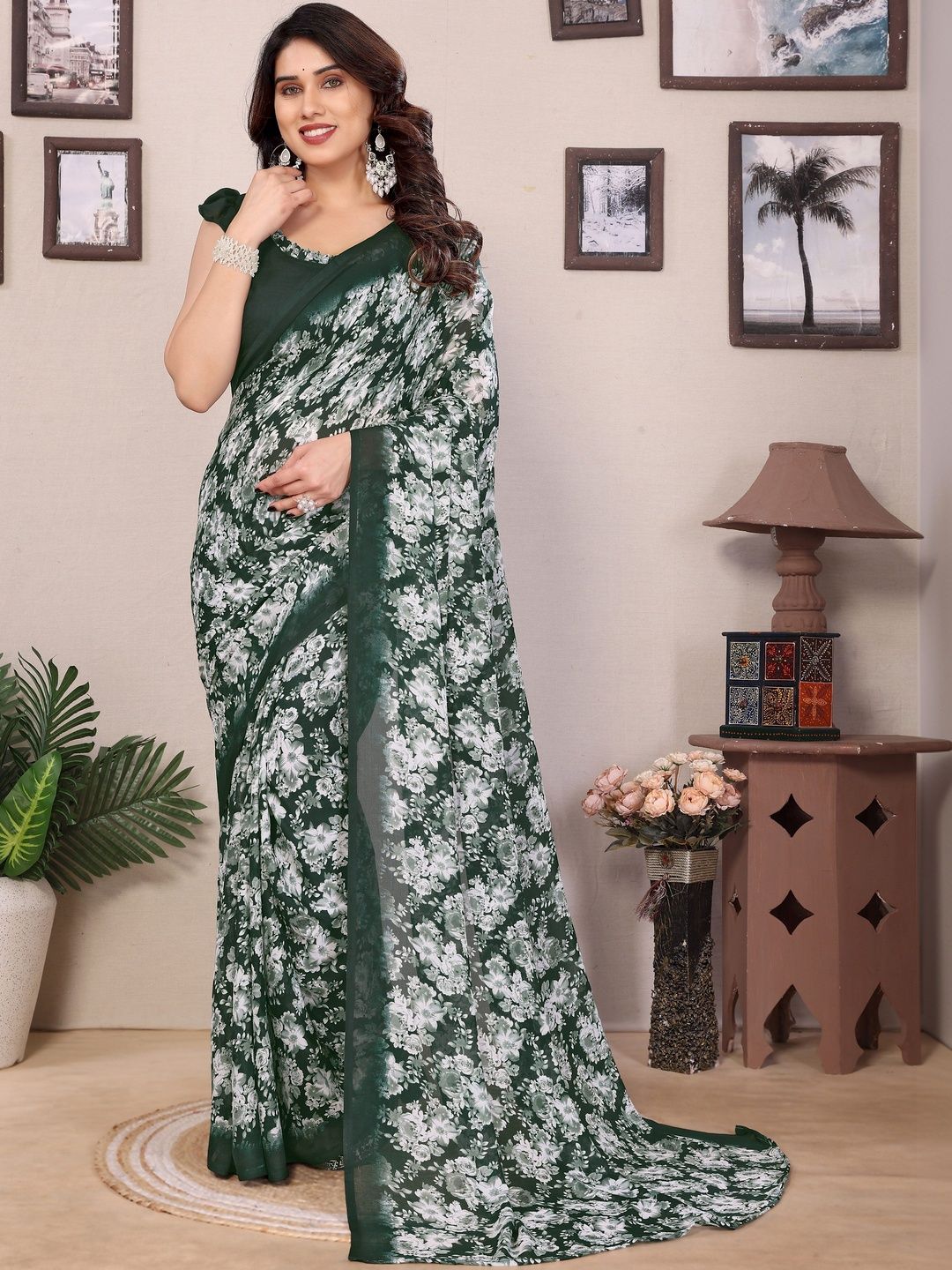 SHUBHSWAR Floral Pure Georgette Fashion Saree-picture-11