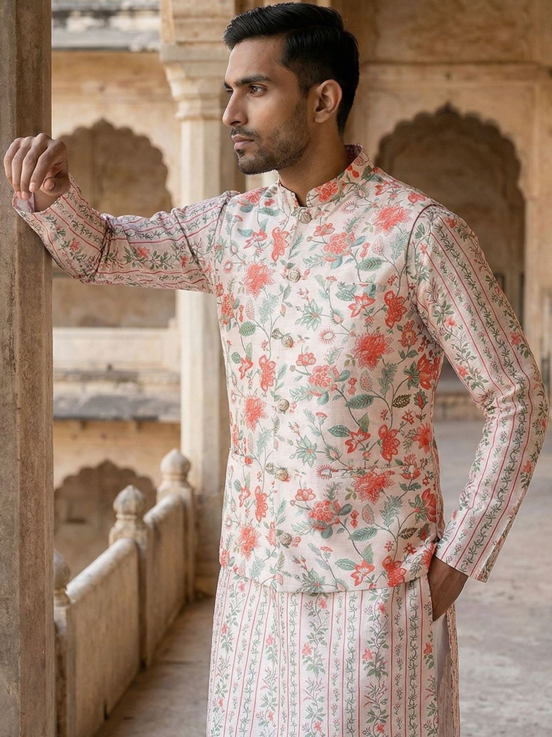 Jompers Printed Mandarin Collared Nehru Jackets-picture-22