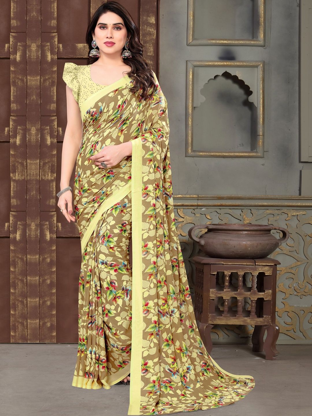 SHUBHSWAR Floral Pure Georgette Fashion Saree-picture-23