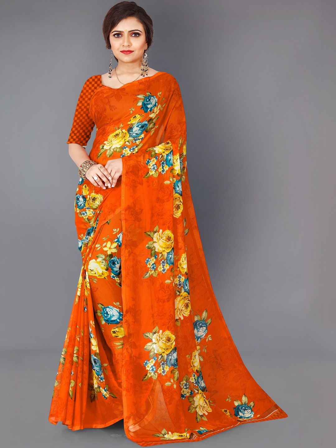 SHUBHSWAR Floral Pure Georgette Fashion Saree-picture-56