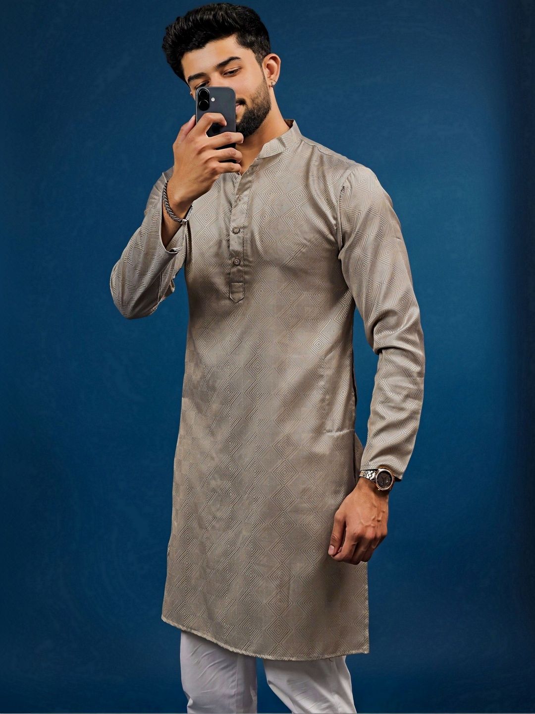 Koshin Men Grandeur & Majestic Artwork Jacquard Kurta-picture-38