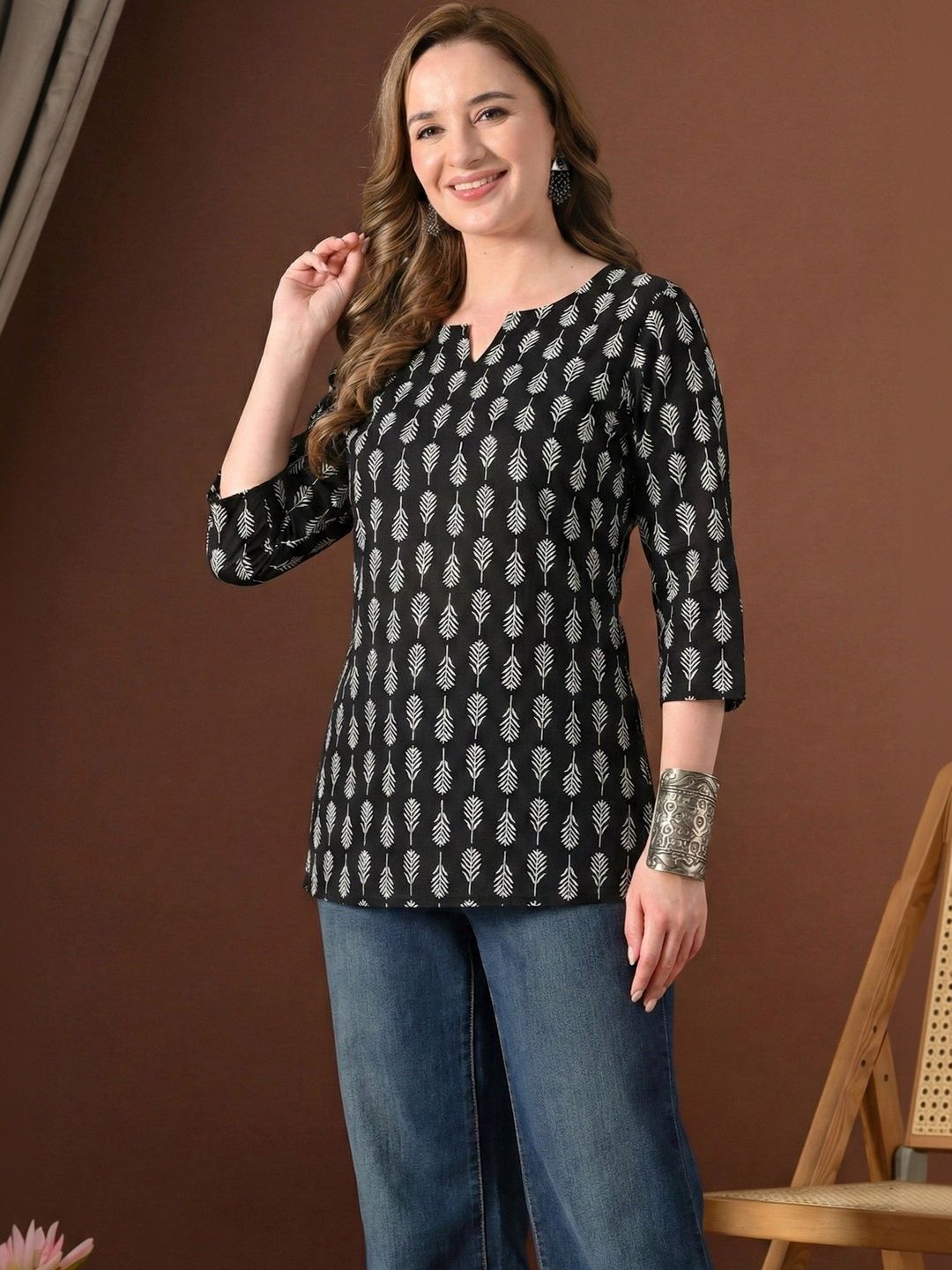 KSAMA Ethnic Motifs Printed Pure Cotton Kurti-picture-57