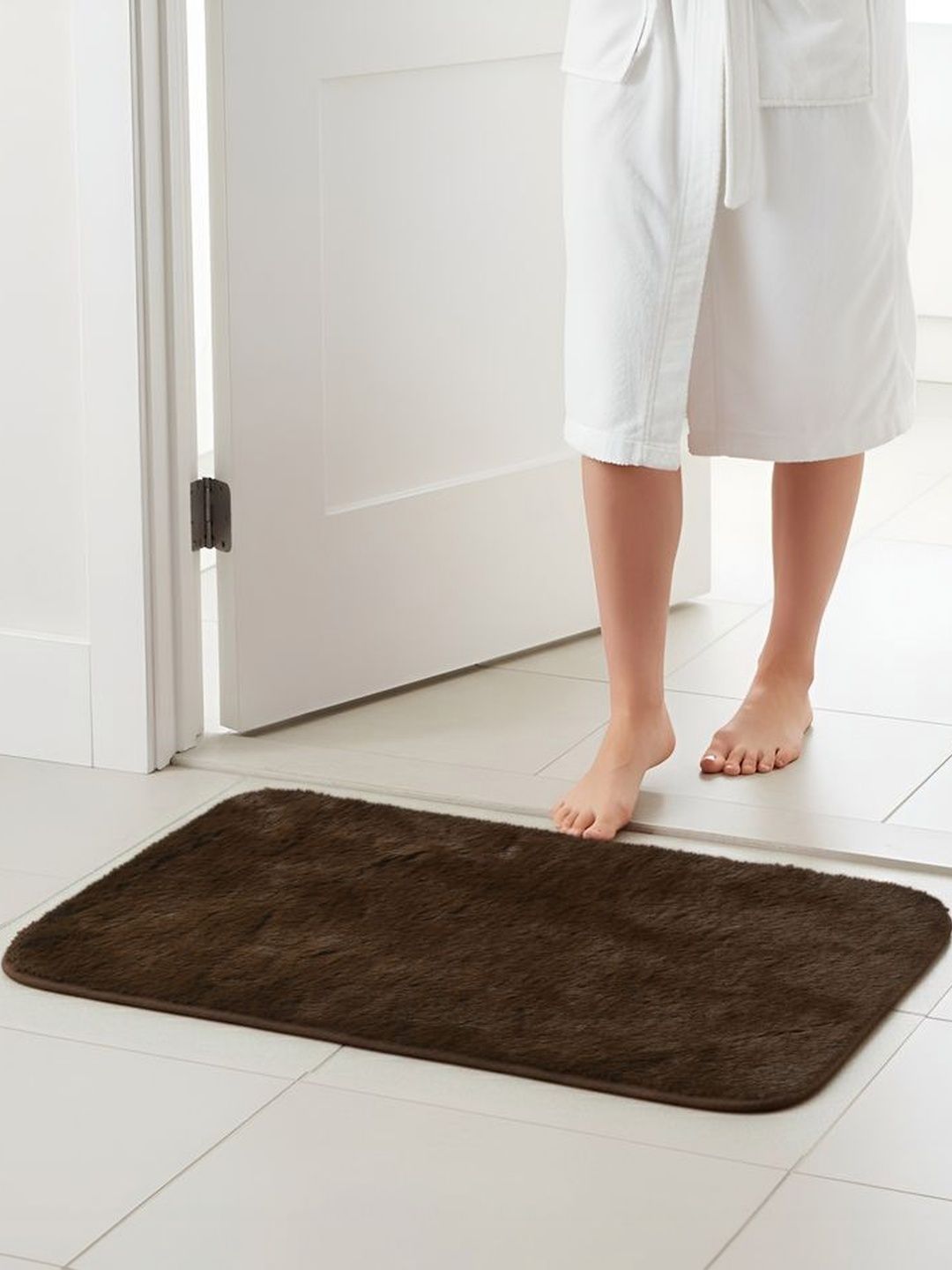 FINE TEX WORLD Brown Soft Fluffy Anti Skid Rectangular Doormats-picture-18