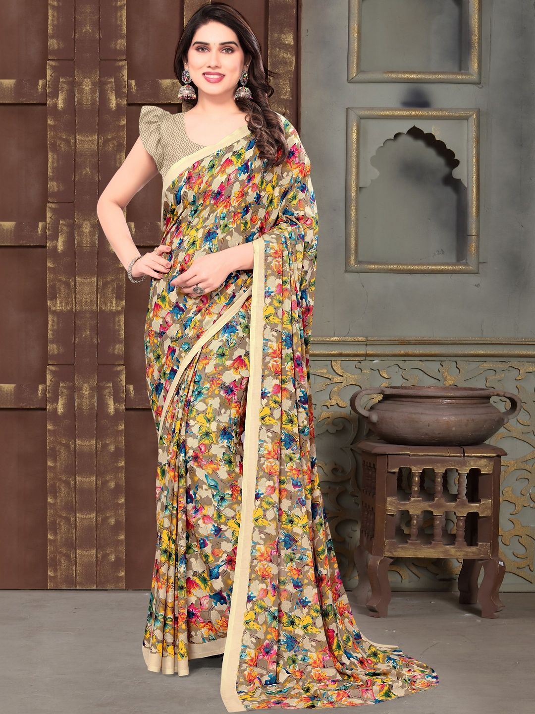 SHUBHSWAR Floral Pure Georgette Fashion Saree-picture-28