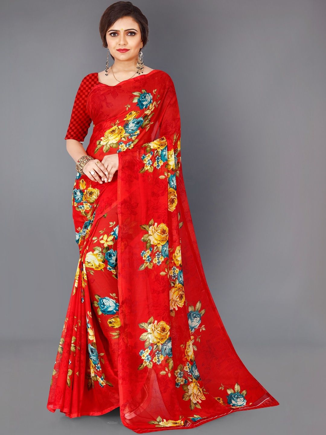 SHUBHSWAR Floral Pure Georgette Fashion Saree-picture-14
