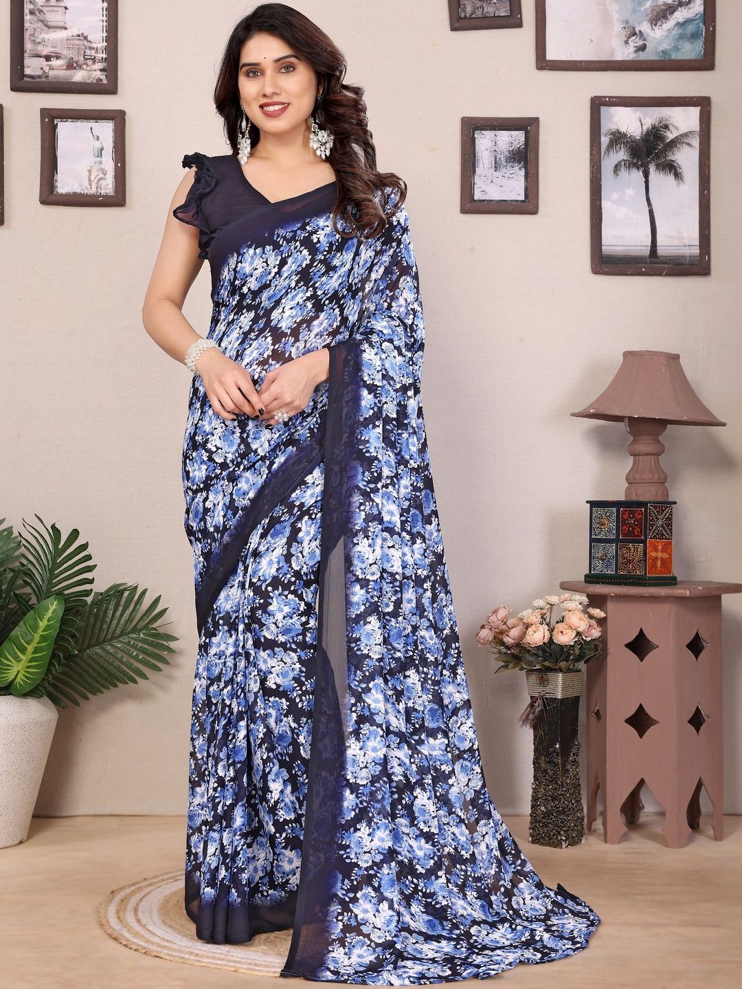 SHUBHSWAR Floral Pure Georgette Fashion Saree-picture-41