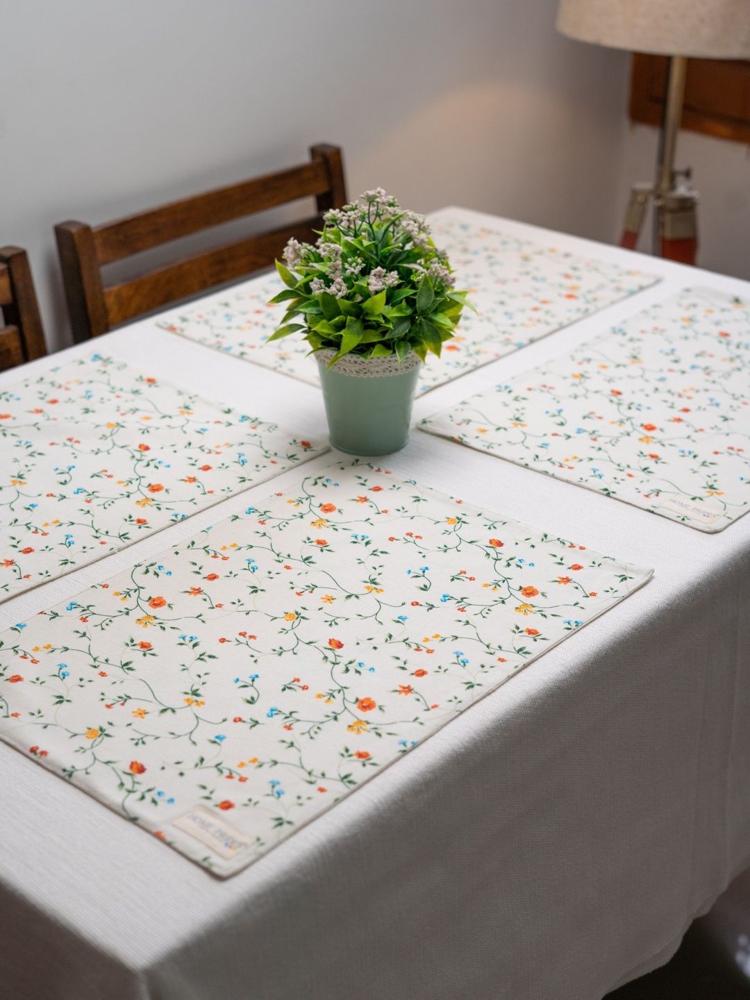 Home Prides Orange & White Printed Cotton Rectangle 4-Pcs Table Placemats-image-19