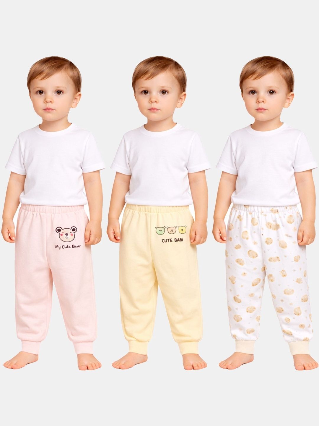 Bodycare Kids Pack Of 3 Printed Mid-Rise Joggers Lounge Pants-picture-43