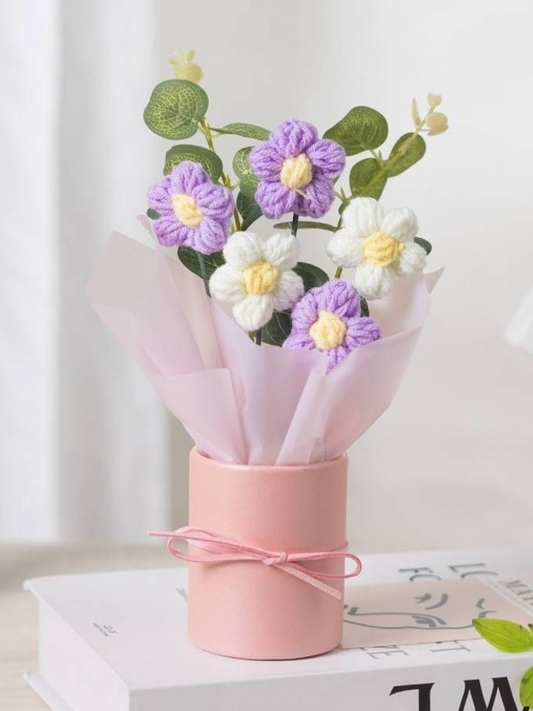 MPROW Purple 1 Pieces Sunflower Artificial Flower With Pot