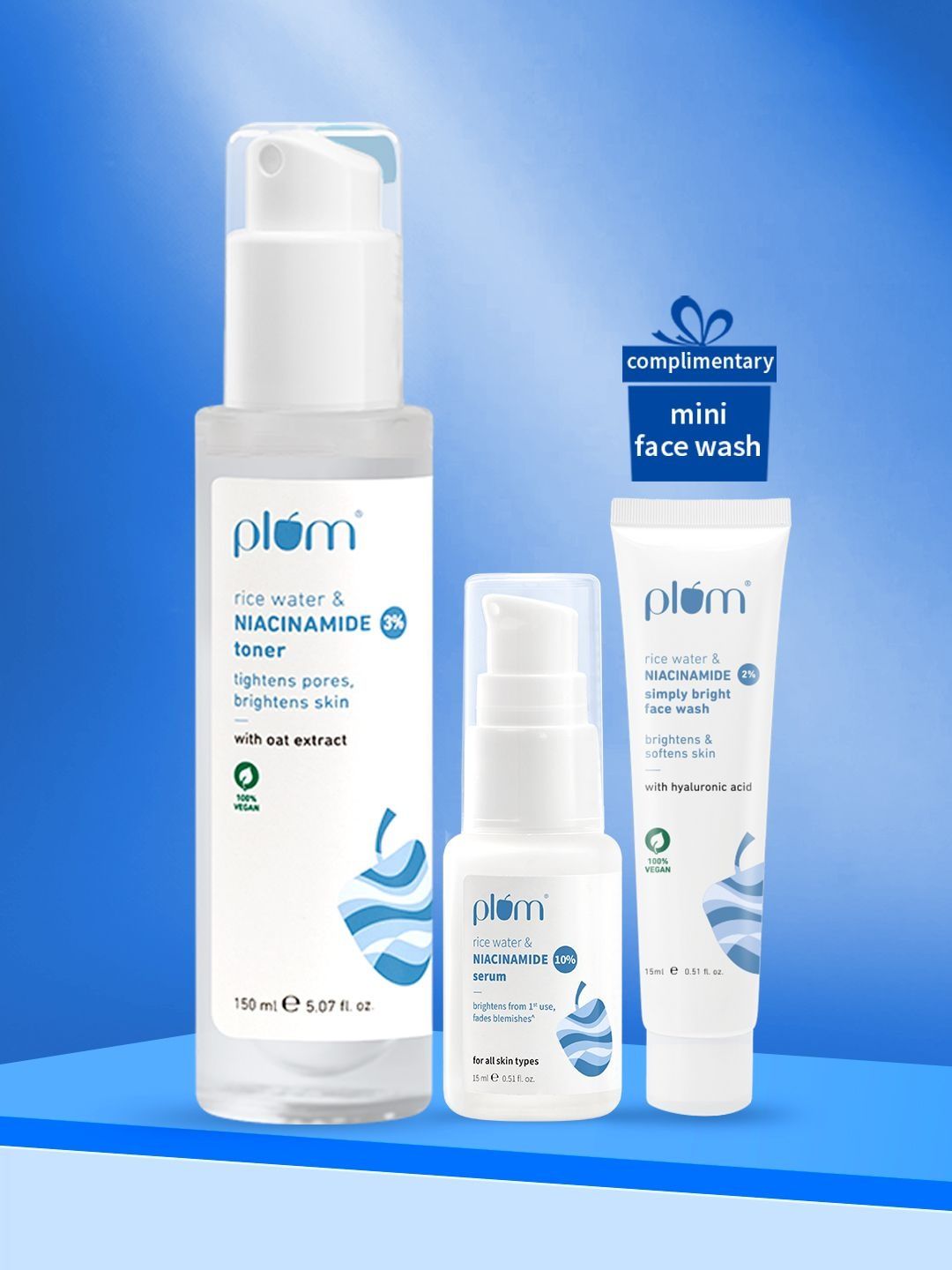 Plum Set Of 3 Niacinamide Brightening Toner -150 ml, Serum & Face Wash - 15 ml Each-image-38