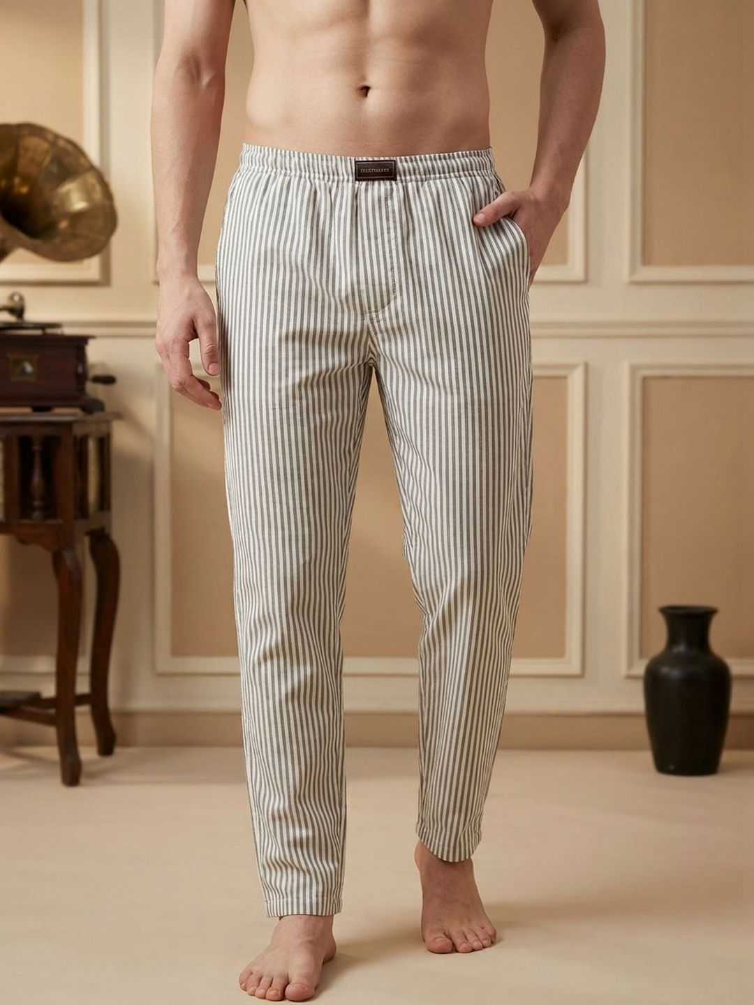 TIGER SNAKE Printed Cotton Mid-Rise Lounge Pants-picture-46