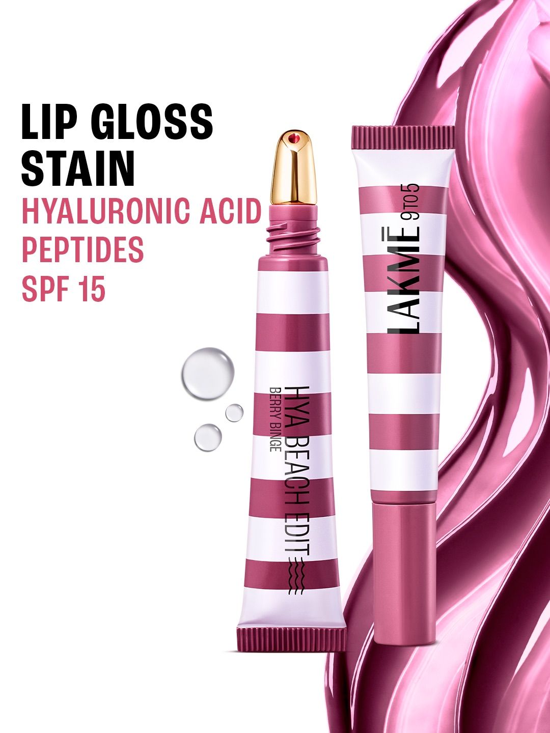 Lakme 9to5 Hya Beach Edit Hydrating SPF 15 Lip Gloss Stain 10ml - Berry Binge 4-image-4