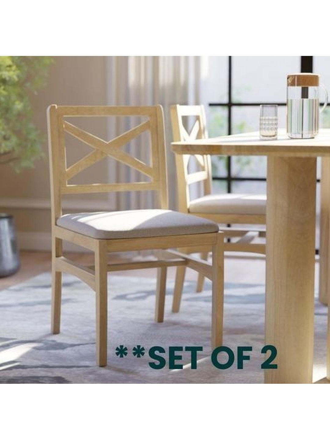 Relso Furniture Xenia 2Pcs Grey & Brown Wooden Dining Chairs