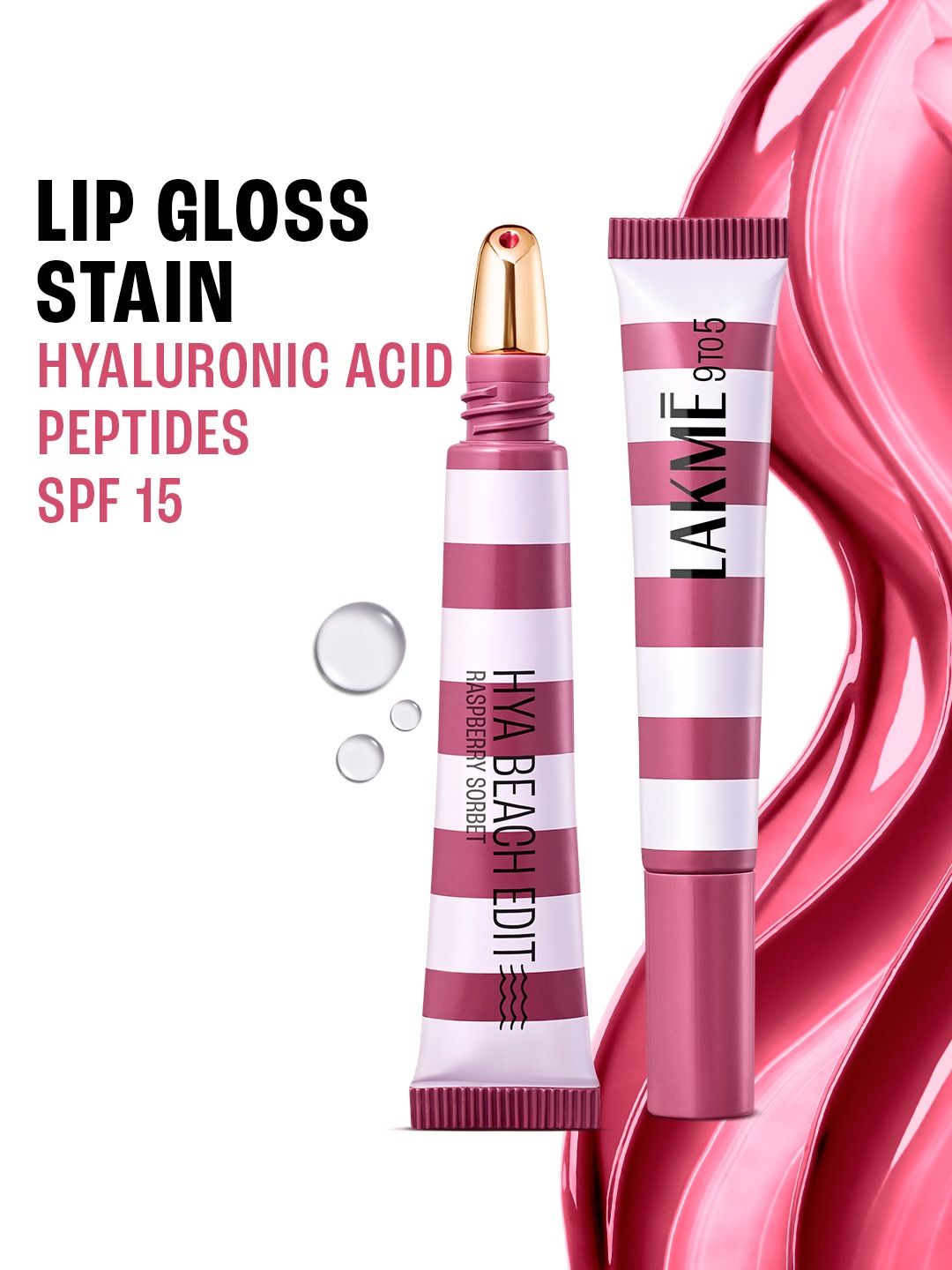 Lakme 9to5 Hya Beach Edit Hydrating SPF 15 Lip Gloss Stain 10ml - Raspberry Sorbet 6-image-30