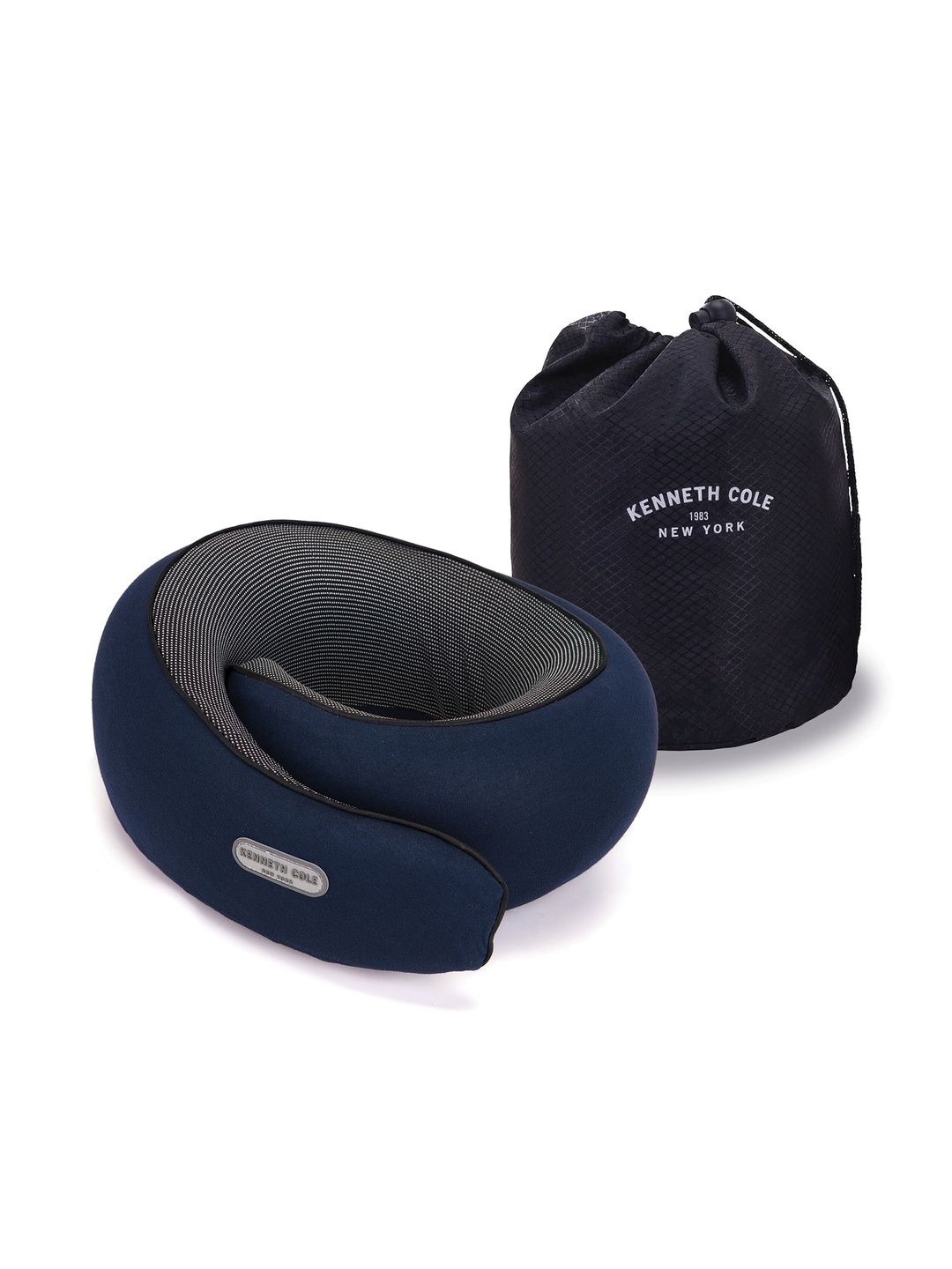 Kenneth Cole Navy Blue Memory Foam Filled Cotton Travel Pillow-image-49