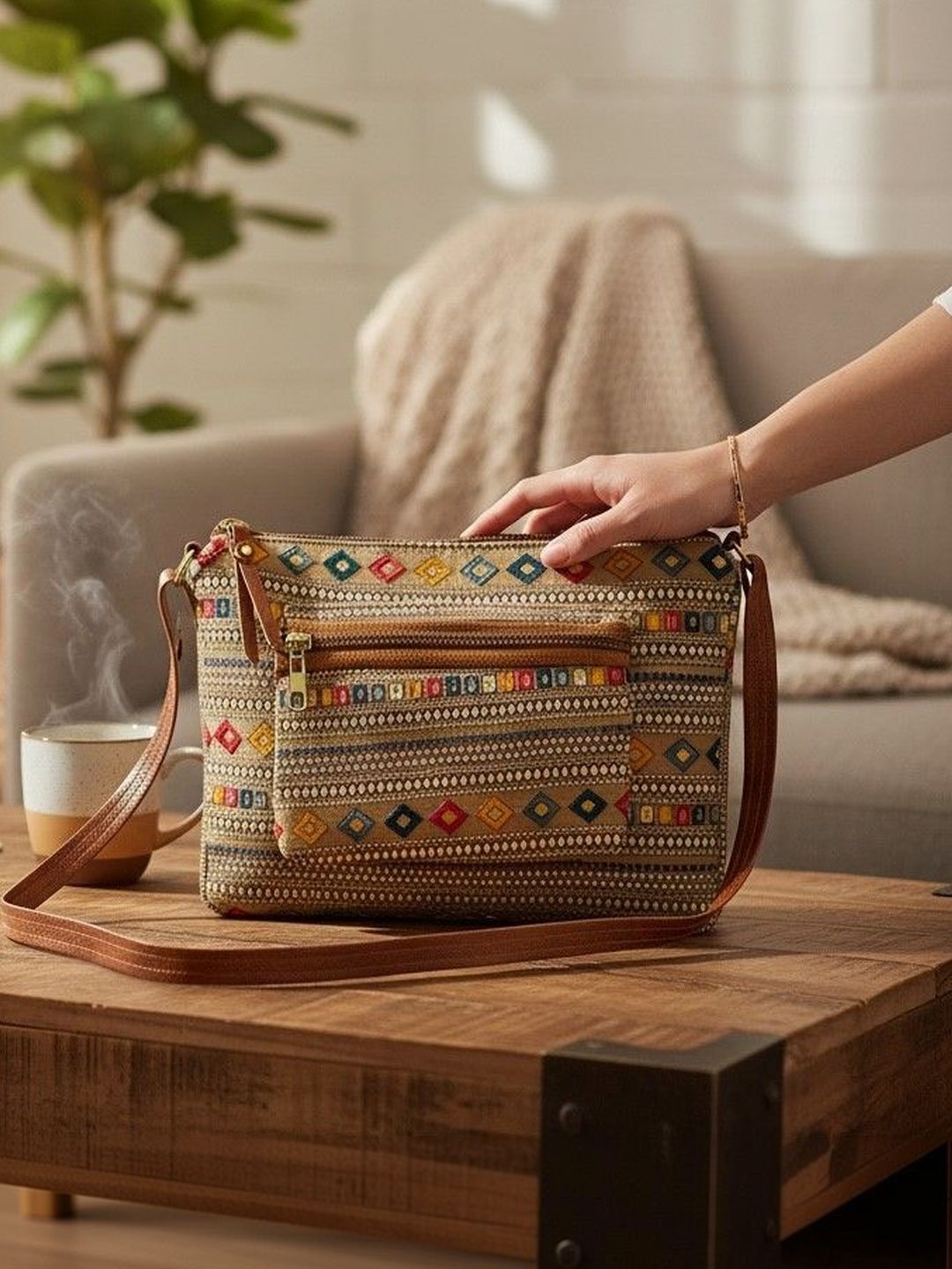 HERE&NOW Geometric Printed Sling Bag-picture-26
