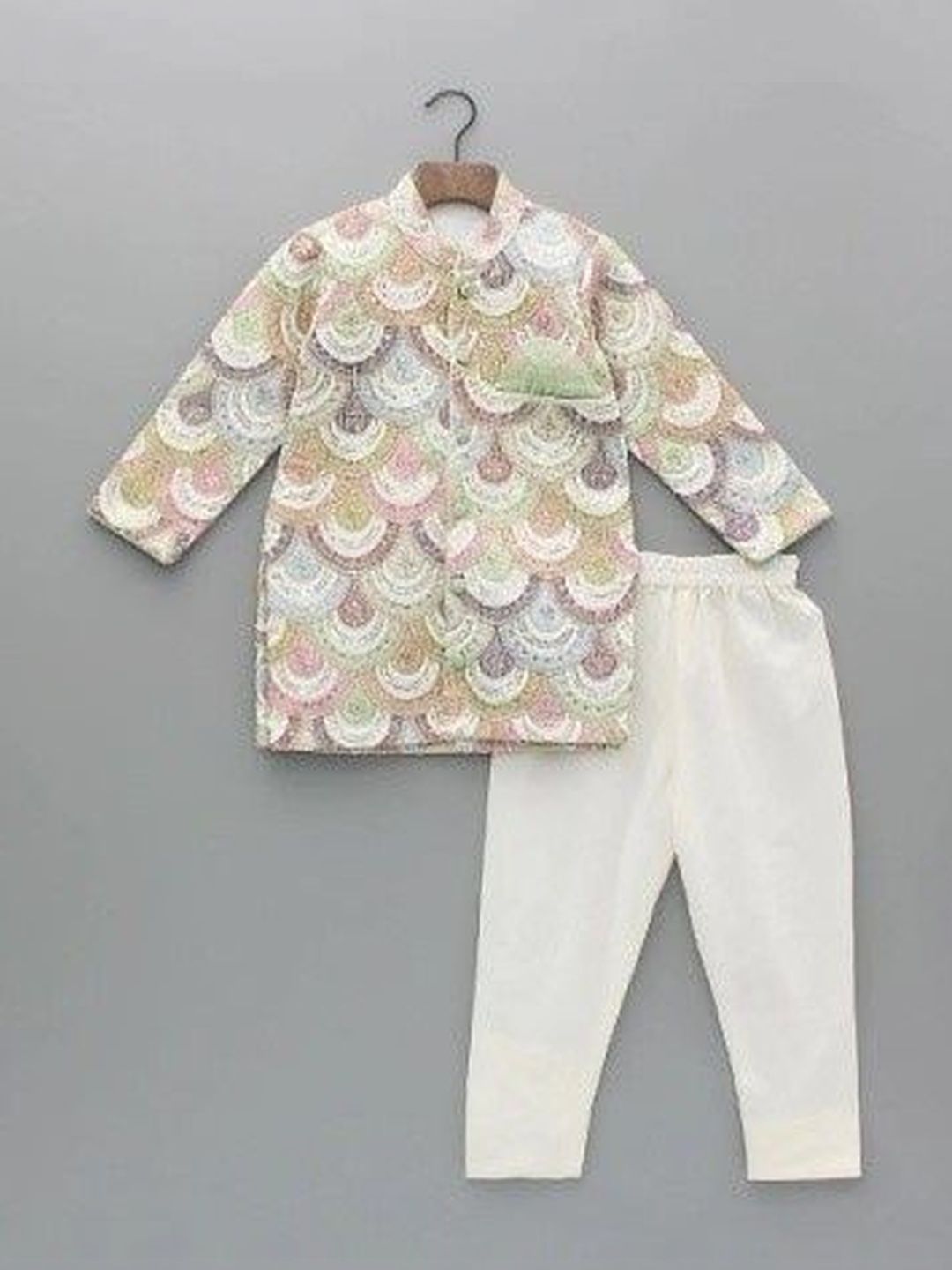 The Little Tales Boys Floral Embroidered Regular Kurta with Pyjamas-image-6