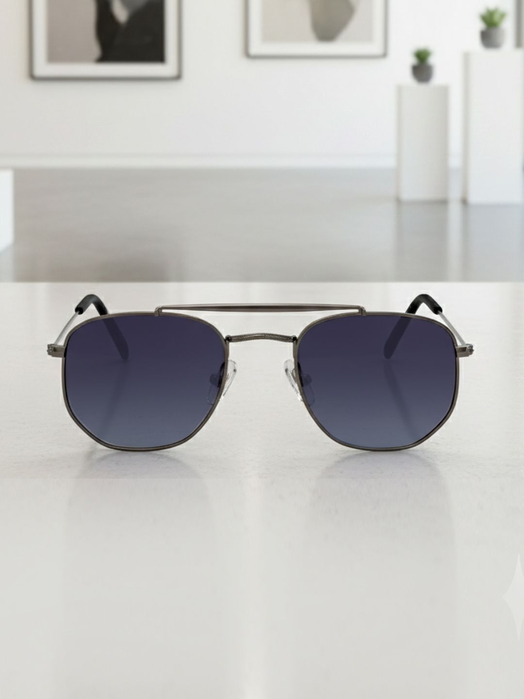 HRX by Hrithik Roshan Men Blue Lens & Gunmetal-Toned Aviator Sunglasses with-picture-32