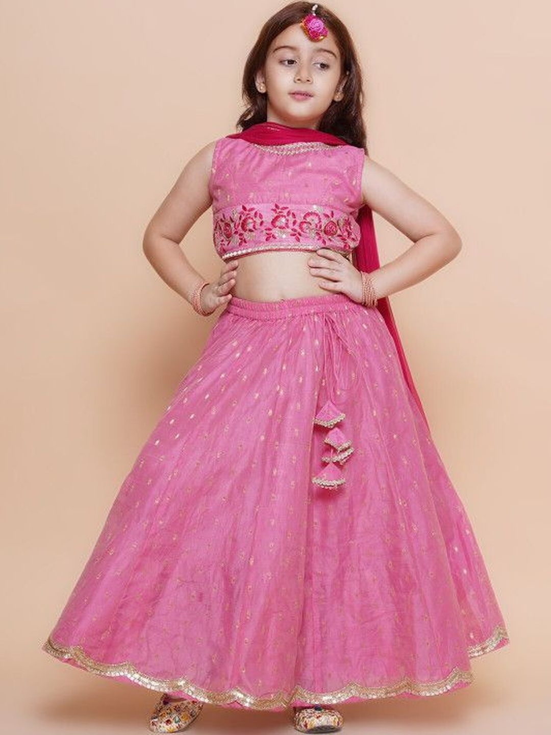 KATRODIYA ENTERPRISE Girls Embellished Sequinned Tie and Dye Ready to Wear Lehenga & Blouse With Dupatta-picture-27