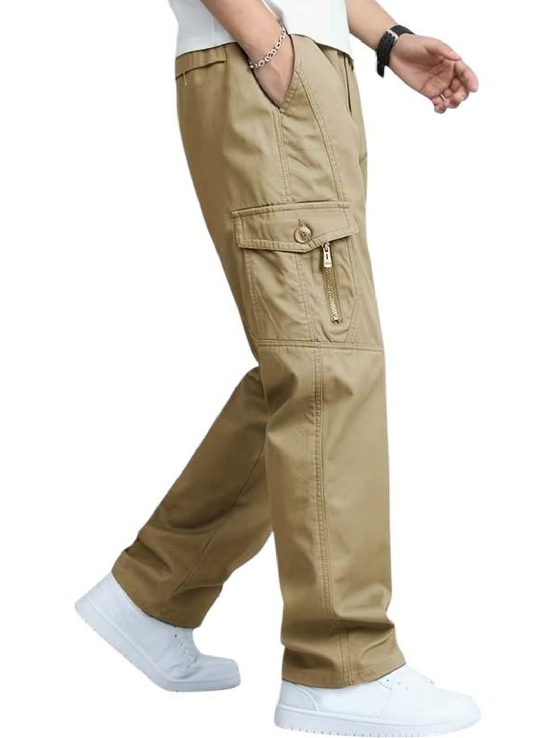 La Pajaro Men Relaxed Easy Wash Cargos Trousers-image-31