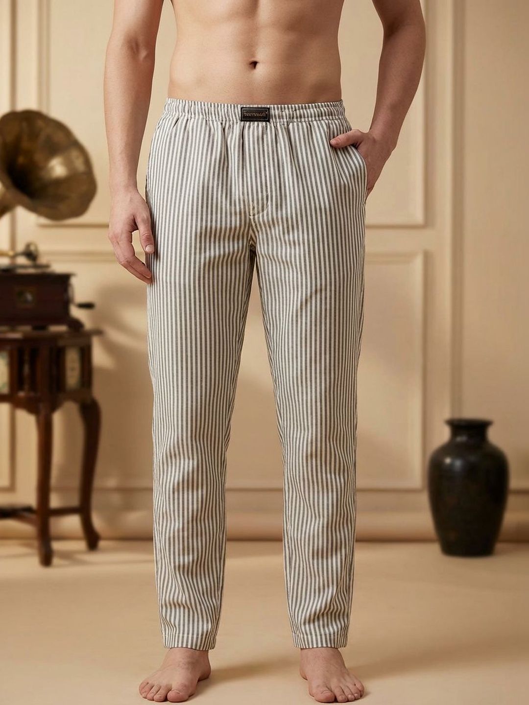 TIGER SNAKE Printed Cotton Mid-Rise Lounge Pants-image-41