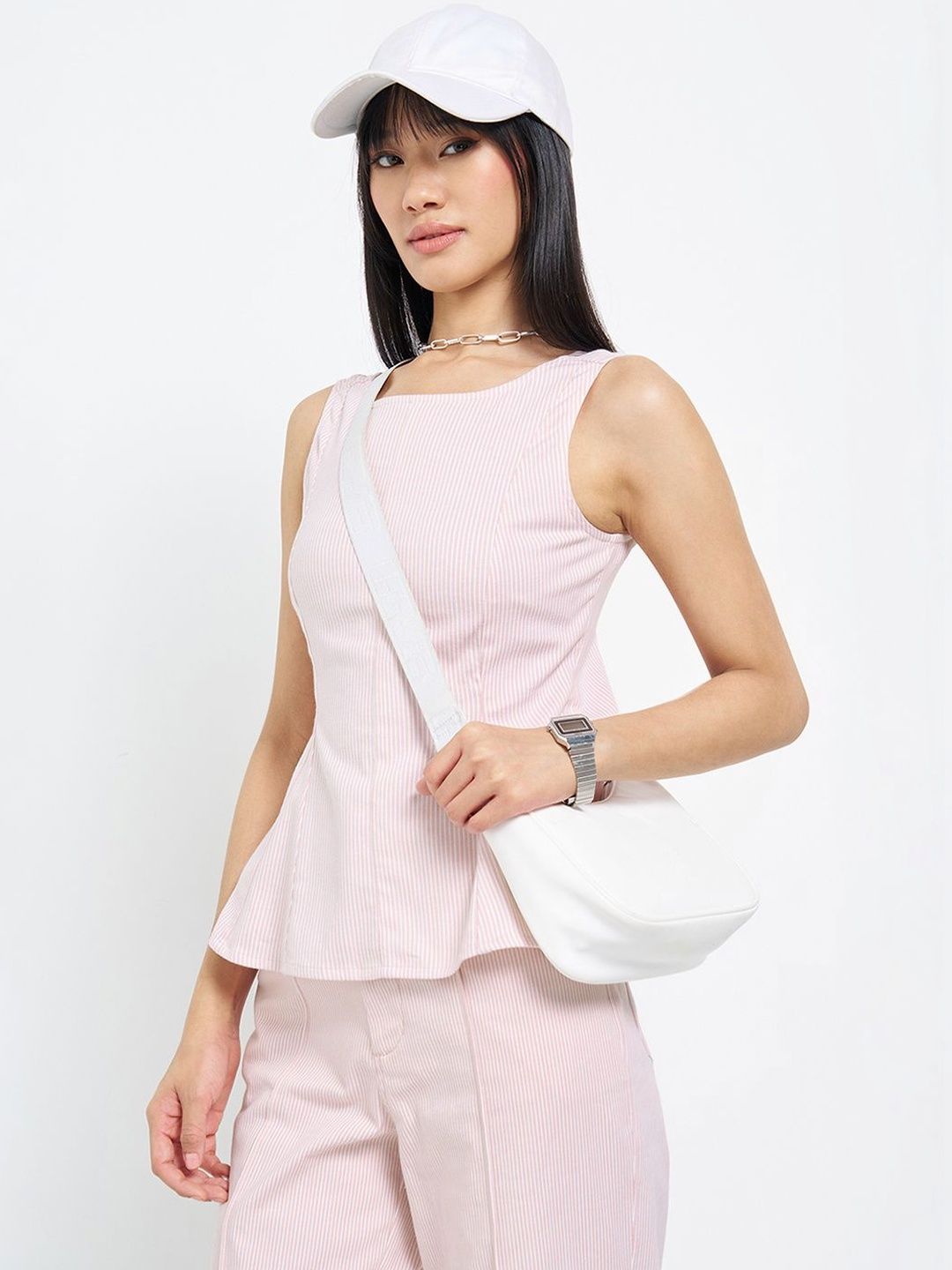 SF JEANS by Pantaloons Striped Cotton Blend Peplum Top