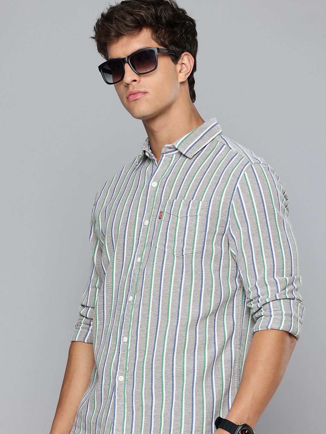 Levis Slim Fit Striped Pure Cotton Casual Shirt-image-30