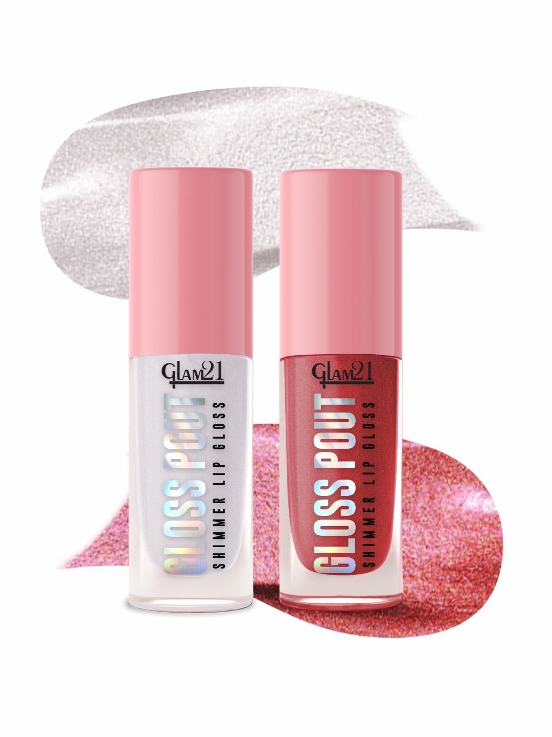 GLAM21 Set Of 2 Gloss Pout Shimmer Lip Gloss - 7g Each - Crystal Kiss 01 -Crimson Kiss 03-picture-35