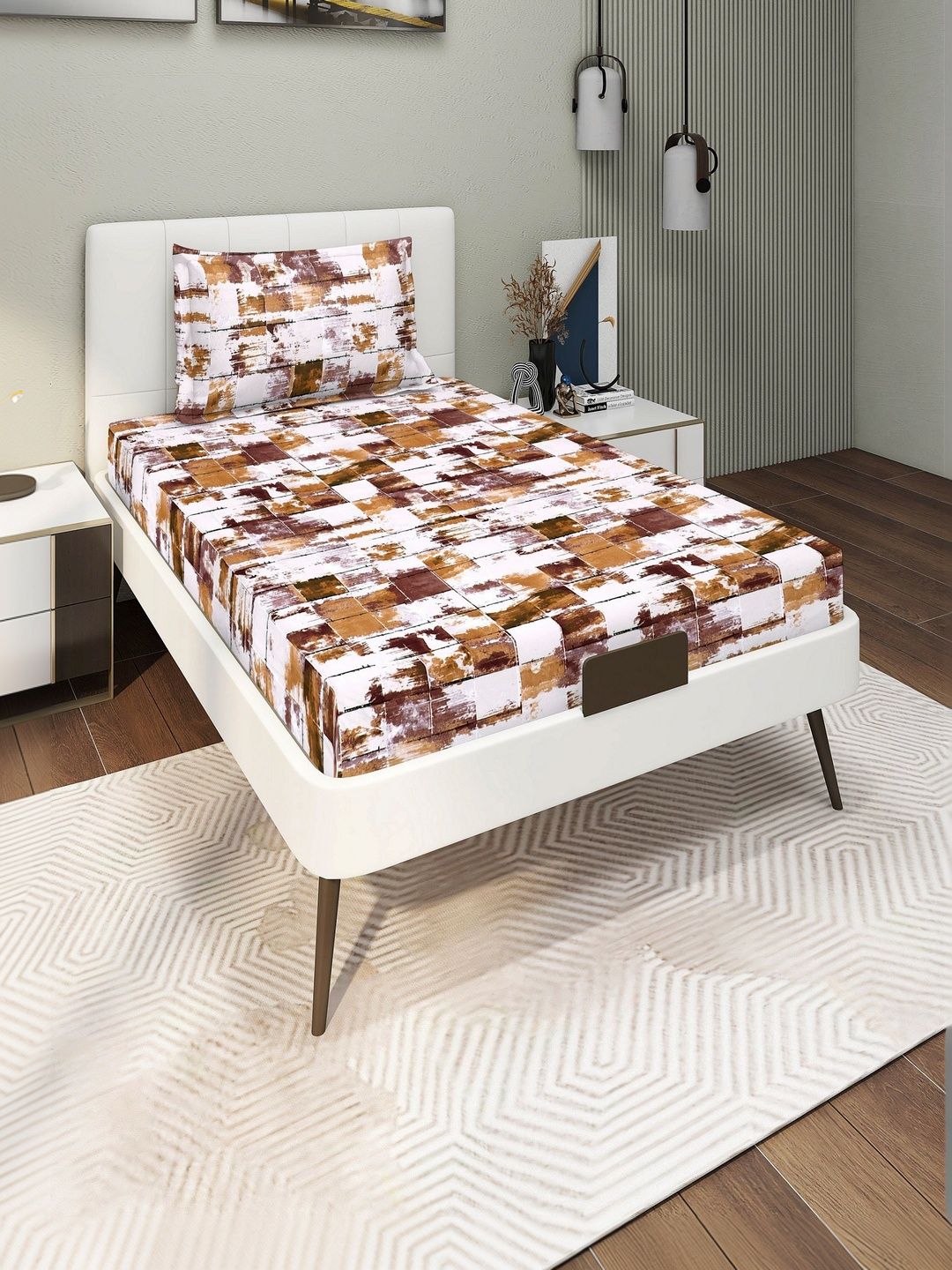 DREAM LIVING Multicoloured 144 TC Bedsheet with 1 Pillow Covers-image-11