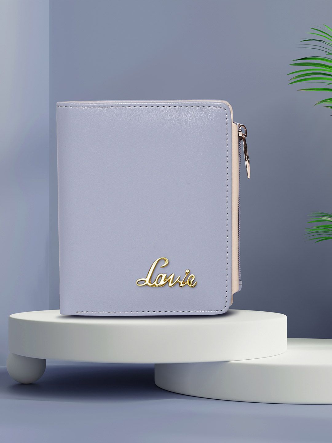Lavie Women Blue Solid PU Two Fold Wallet