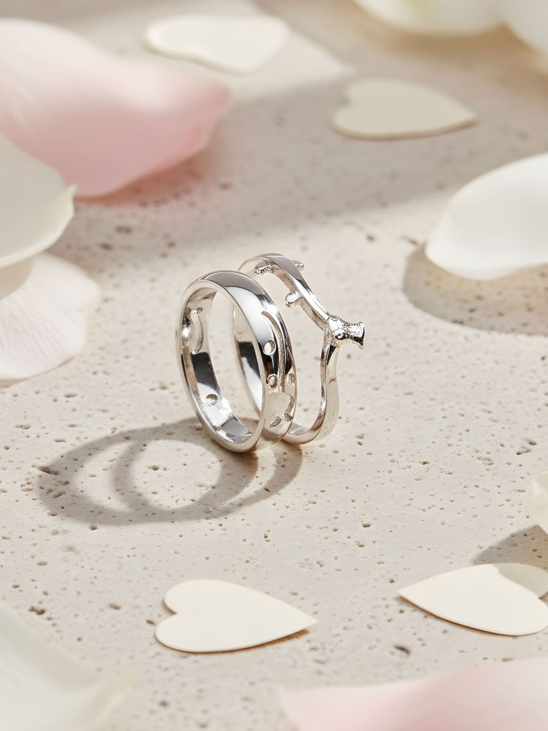 Bohey by KARATCART Set Of 2 Rose Design Adjustable Finger Ring-picture-57